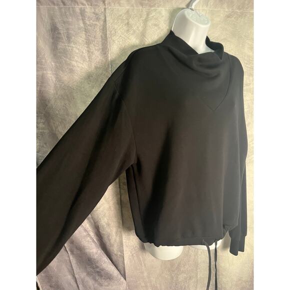 Varley Black Funnel Neck Sweatshirt Women’s Small – Drawstring Hem Luxe Pullover - Picture 4 of 8